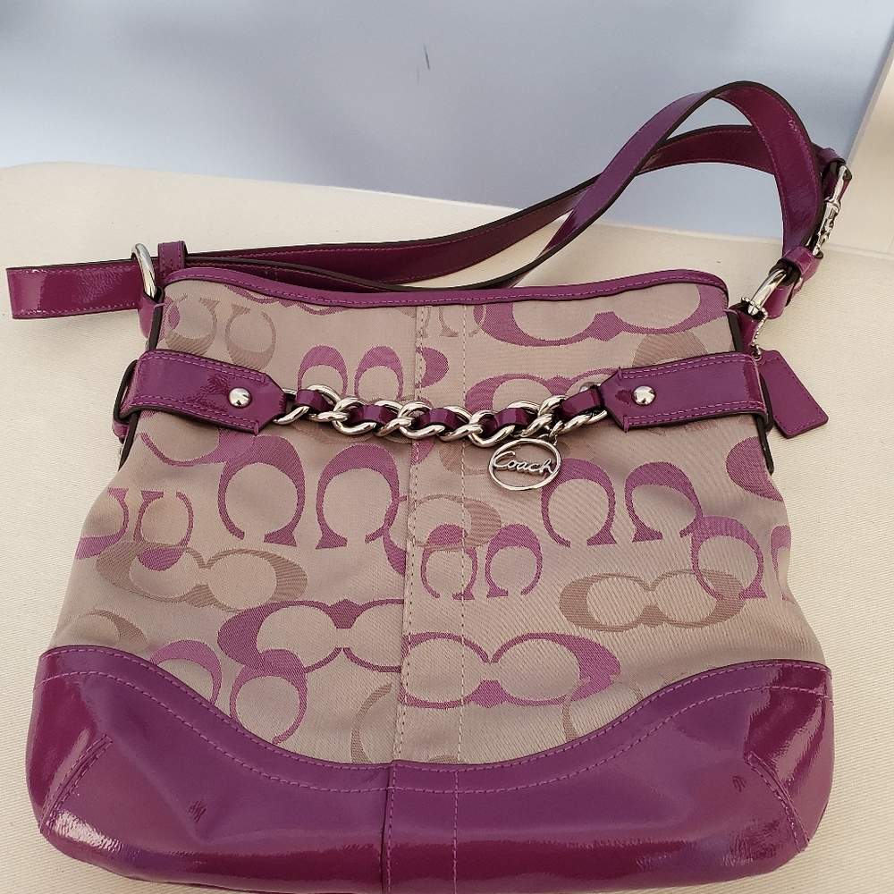 Purple and beige Coach purse